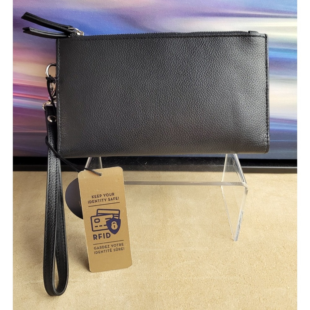 NEW Rachel Roy Genuine Black Leather RFID Wristlet Wallet - NWT! - Picture 2 of 6